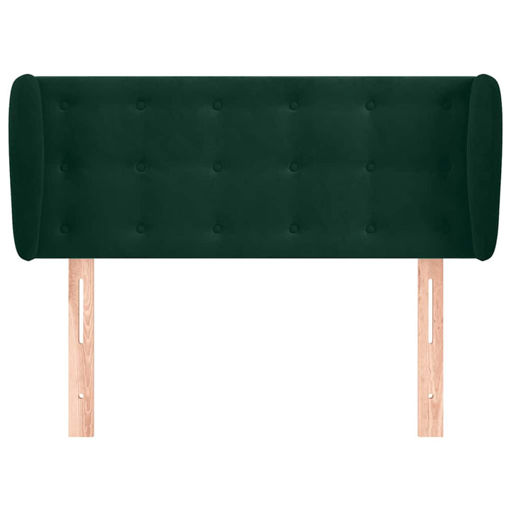 sengegavl med kanter 103x23x78/88 cm fløjl mørkegrøn