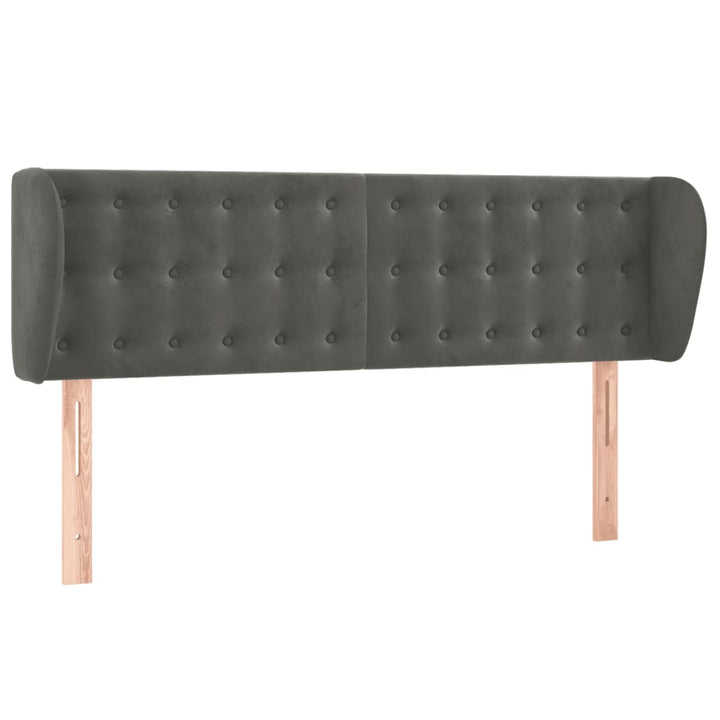 sengegavl med kanter 147x23x78/88 cm fløjl mørkegrå