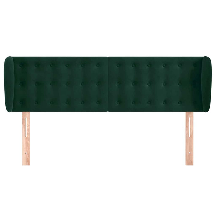 sengegavl med kanter 147x23x78/88 cm fløjl mørkegrøn