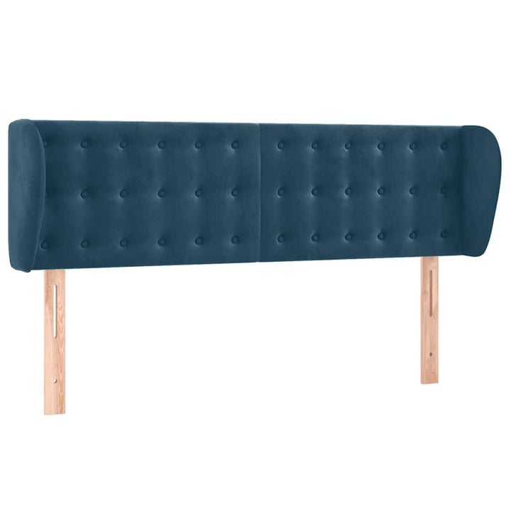 sengegavl med kanter 147x23x78/88 cm fløjl mørkeblå