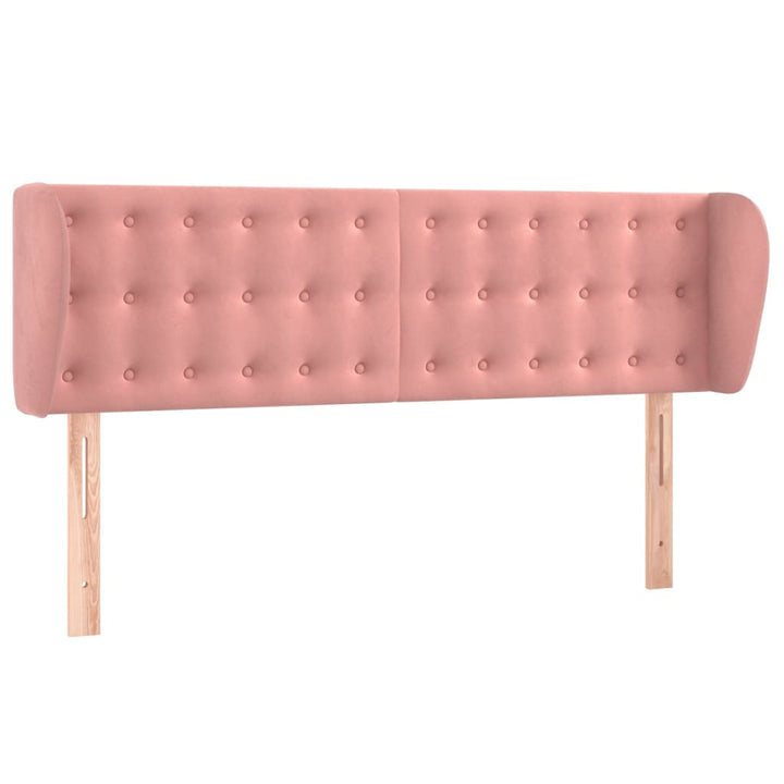 sengegavl med kanter 147x23x78/88 cm fløjl lyserød
