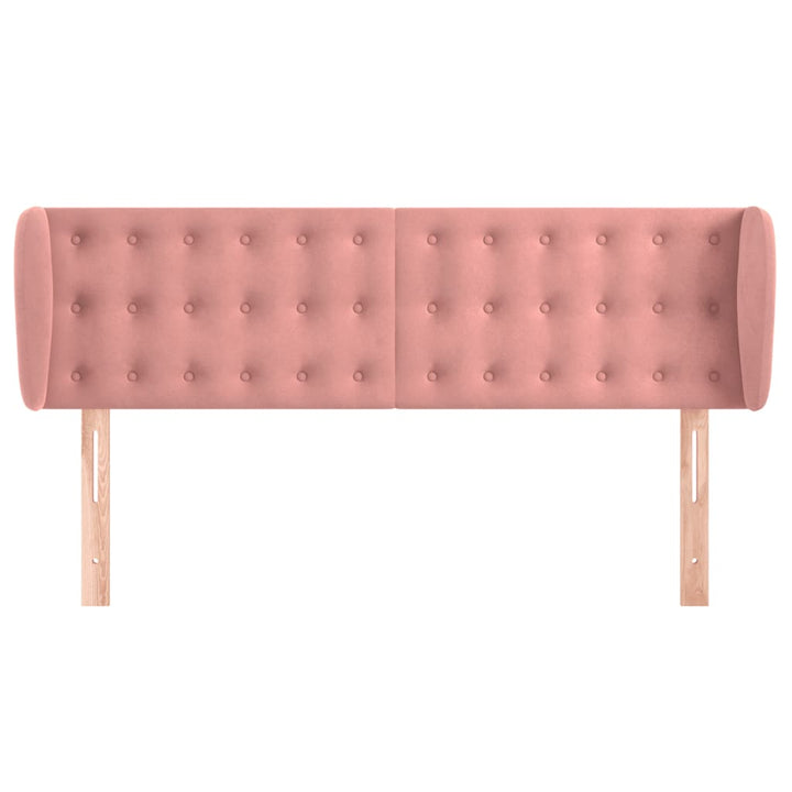 sengegavl med kanter 147x23x78/88 cm fløjl lyserød