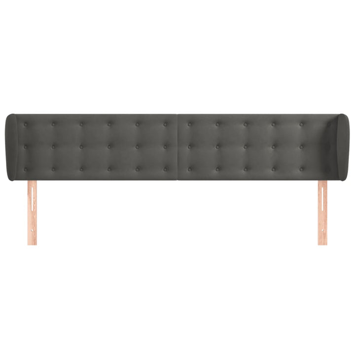 sengegavl med kanter 163x23x78/88 cm fløjl mørkegrå
