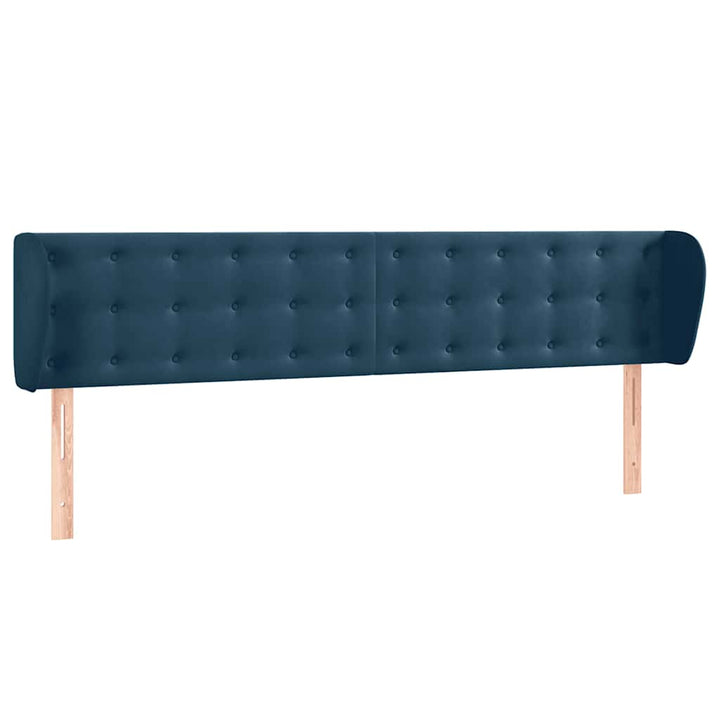 sengegavl med kanter 163x23x78/88 cm fløjl mørkeblå