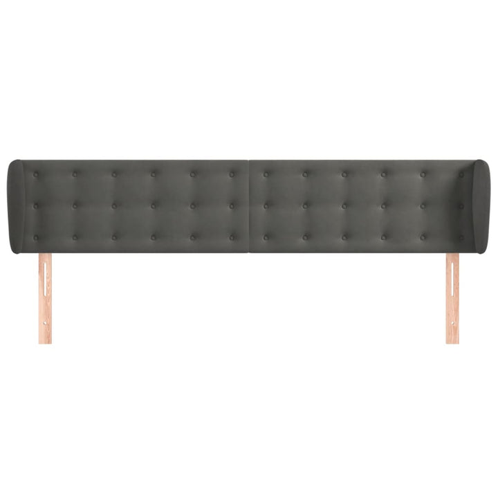 sengegavl med kanter 183x23x78/88 cm fløjl mørkegrå