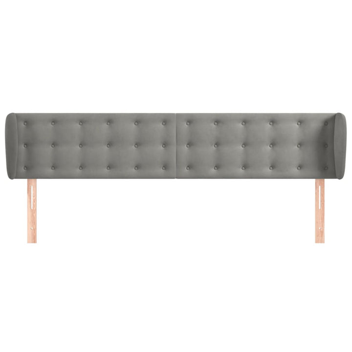 sengegavl med kanter 203x23x78/88cm fløjl lysegrå