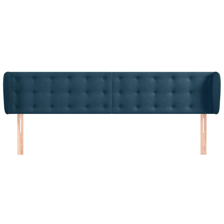 sengegavl med kanter 203x23x78/88 cm fløjl mørkeblå