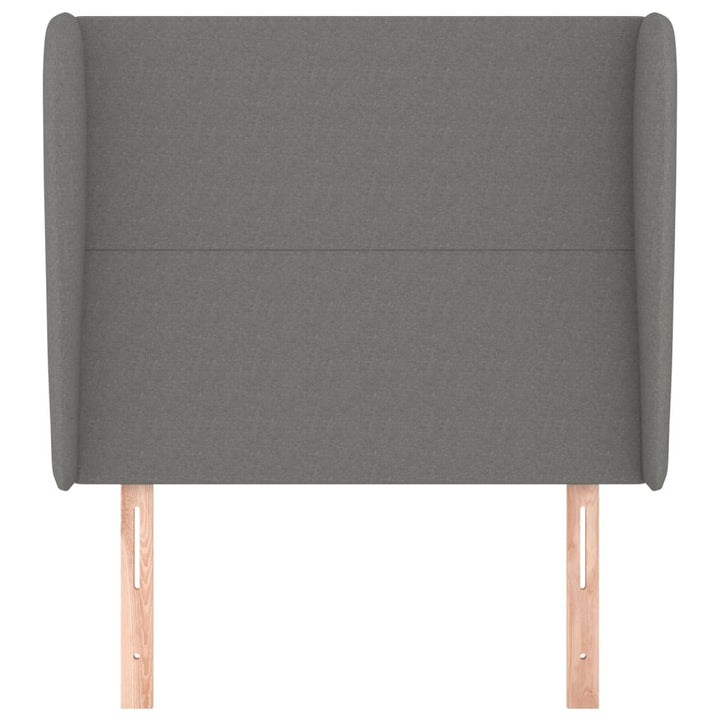 sengegavl med kanter 83x23x118/128 cm stof mørkegrå