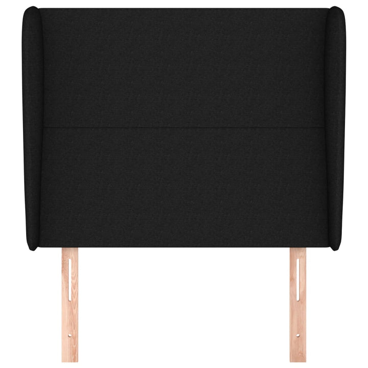 sengegavl med kanter 83x23x118/128 cm stof sort