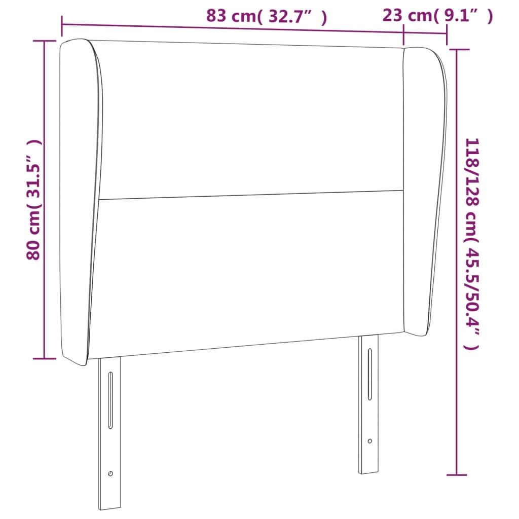 sengegavl med kanter 83x23x118/128 cm stof mørkebrun