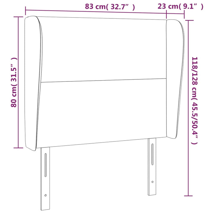 sengegavl med kanter 83x23x118/128 cm stof mørkebrun
