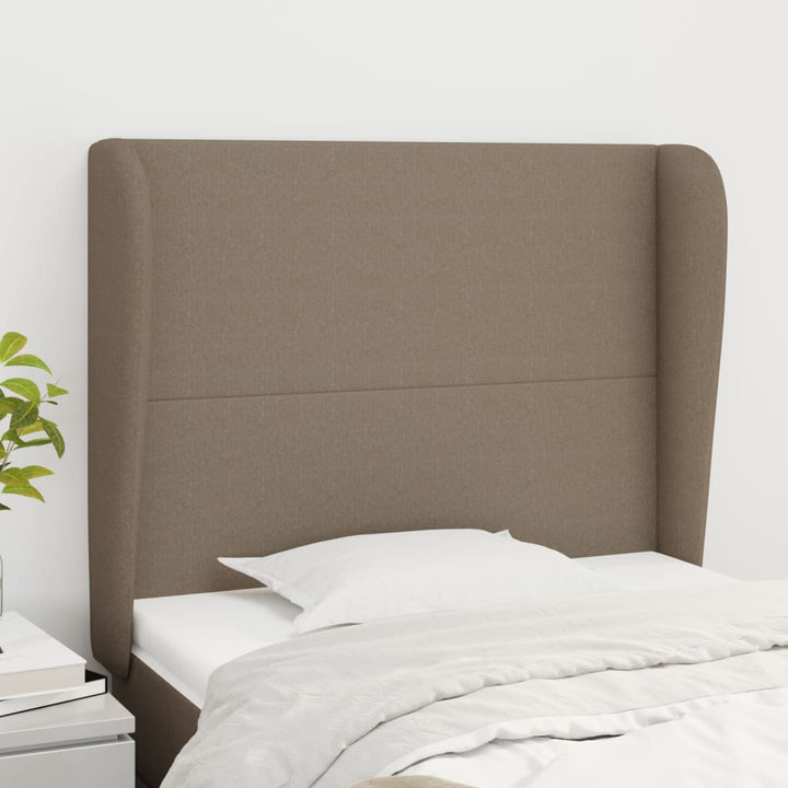 sengegavl med kanter 83x23x118/128 cm stof gråbrun