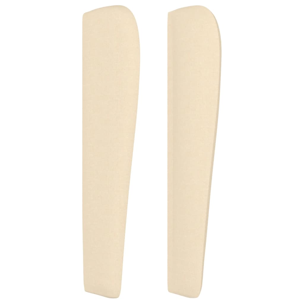 sengegavl med kanter 83x23x118/128 cm stof cremefarvet