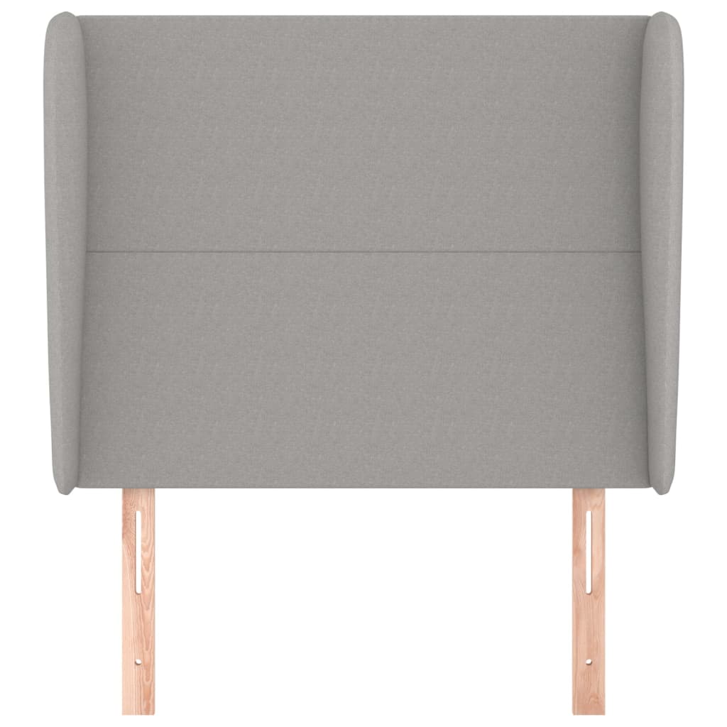 sengegavl med kanter 93x23x118/128 cm stof lysegrå