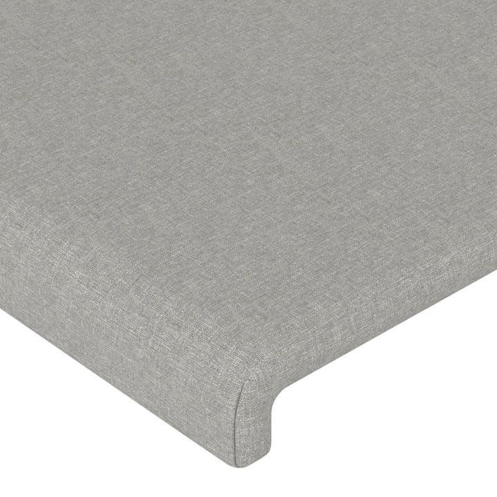 sengegavl med kanter 93x23x118/128 cm stof lysegrå