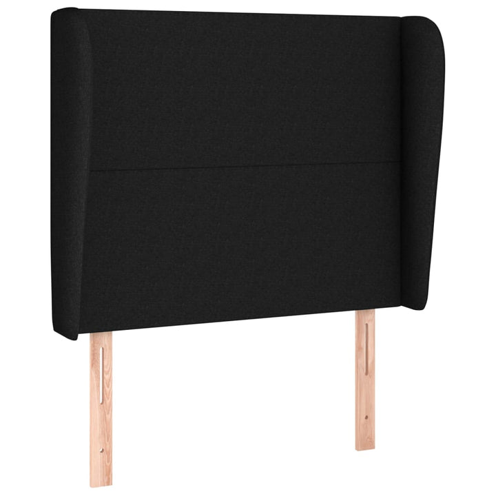 sengegavl med kanter 93x23x118/128 cm stof sort