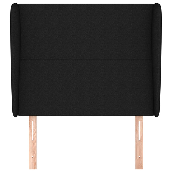 sengegavl med kanter 93x23x118/128 cm stof sort
