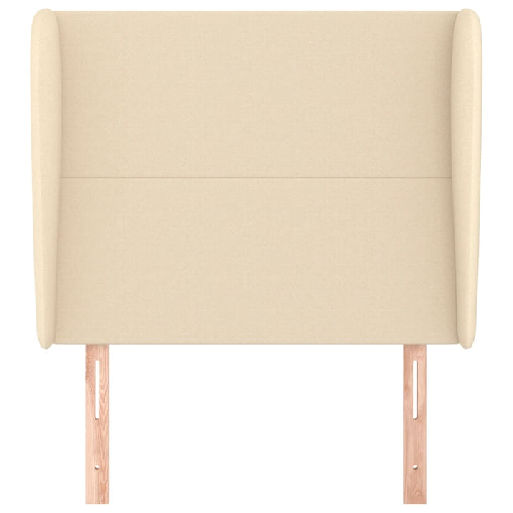 sengegavl med kanter 93x23x118/128 cm stof cremefarvet