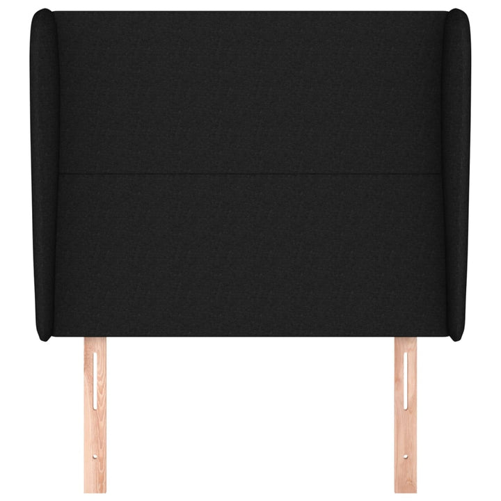 sengegavl med kanter 103x23x118/128 cm stof sort