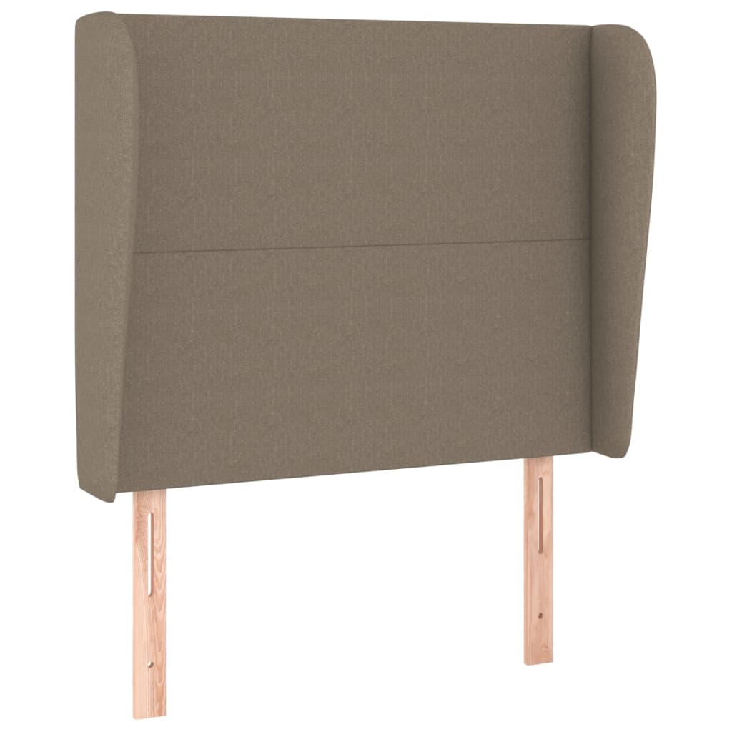 sengegavl med kanter 103x23x118/128 cm stof gråbrun