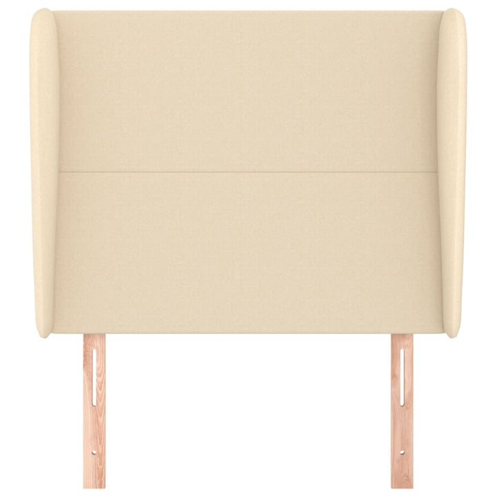 sengegavl med kanter 103x23x118/128 cm stof cremefarvet