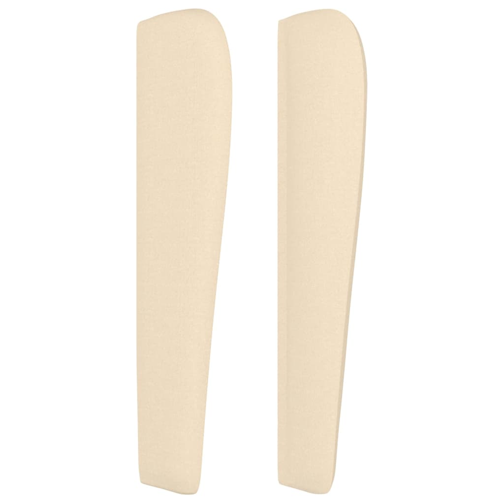 sengegavl med kanter 163x23x118/128 cm stof cremefarvet