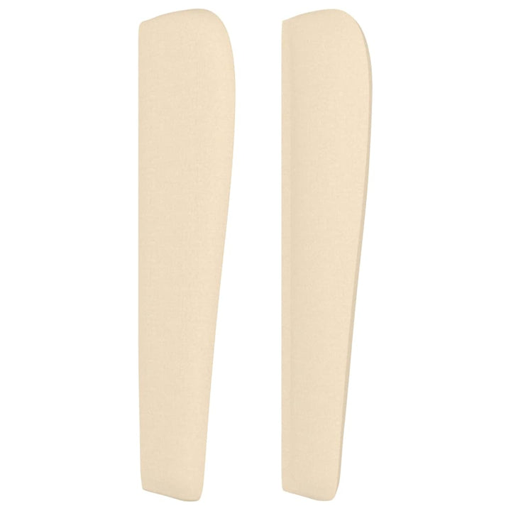 sengegavl med kanter 163x23x118/128 cm stof cremefarvet
