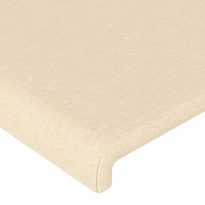 sengegavl med kanter 163x23x118/128 cm stof cremefarvet