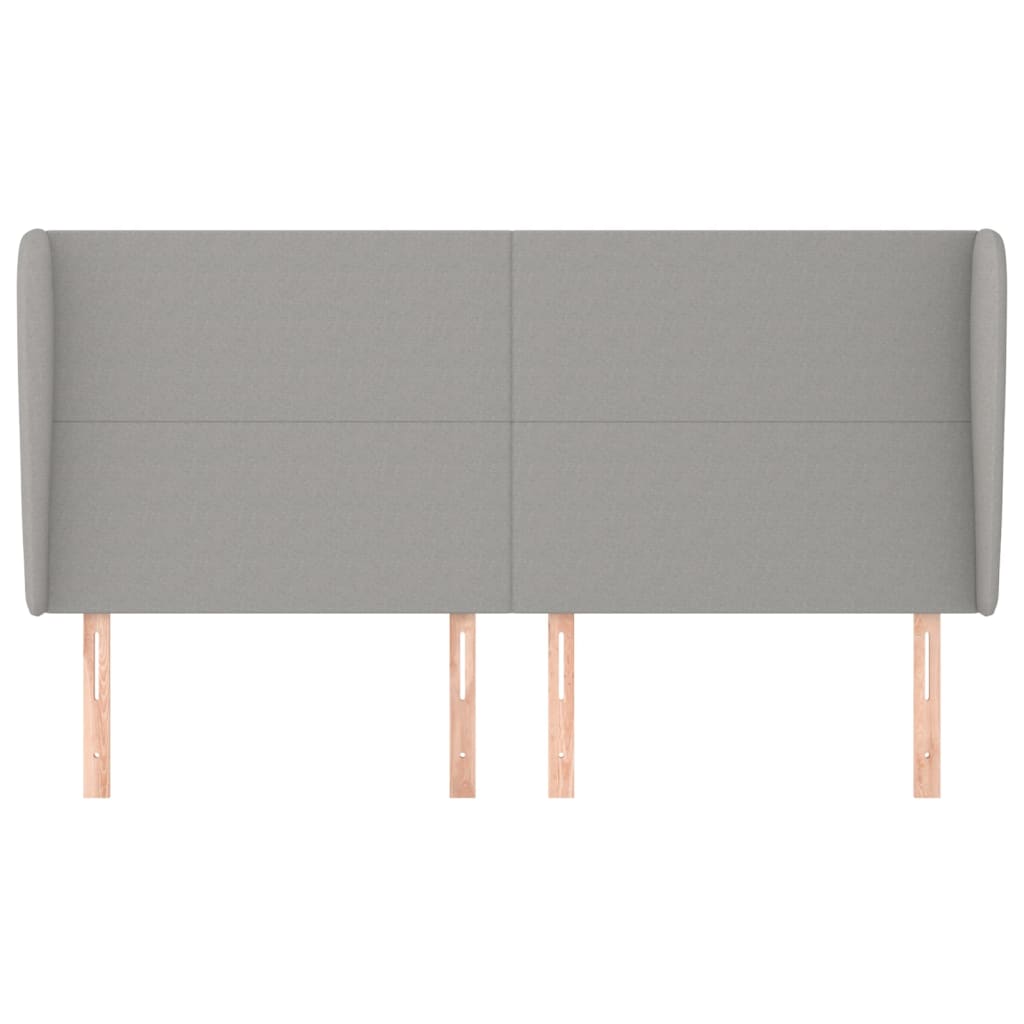 sengegavl med kanter 183x23x118/128 cm stof lysegrå