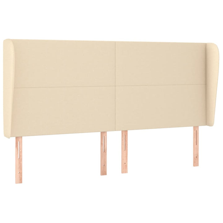 sengegavl med kanter 183x23x118/128 cm stof cremefarvet