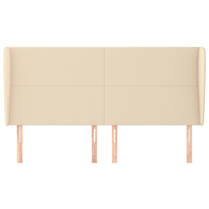 sengegavl med kanter 183x23x118/128 cm stof cremefarvet