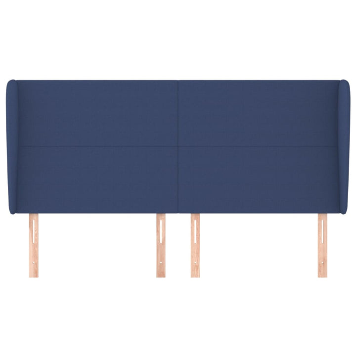 sengegavl med kanter 183x23x118/128 cm stof blå