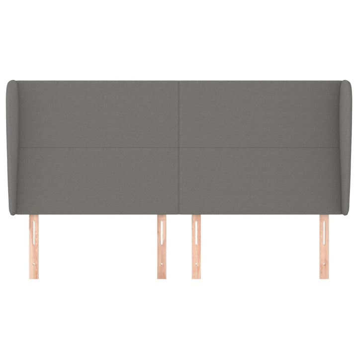 sengegavl med kanter 203x23x118/128 cm stof mørkegrå
