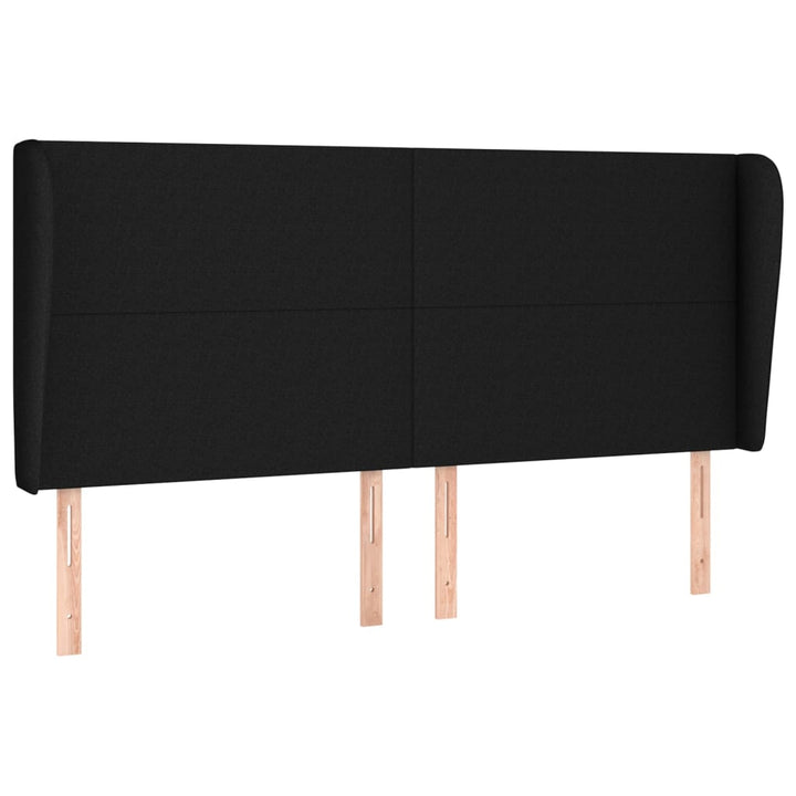 sengegavl med kanter 203x23x118/128 cm stof sort
