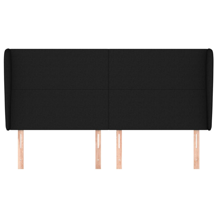 sengegavl med kanter 203x23x118/128 cm stof sort