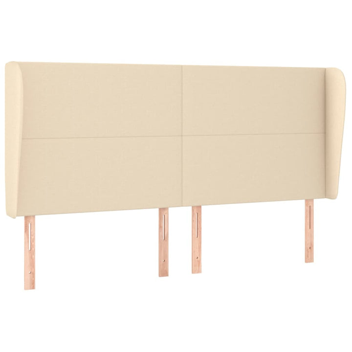sengegavl med kanter 203x23x118/128 cm stof cremefarvet