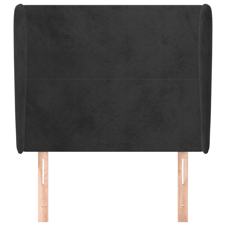 sengegavl med kanter 83x23x118/128 cm fløjl sort