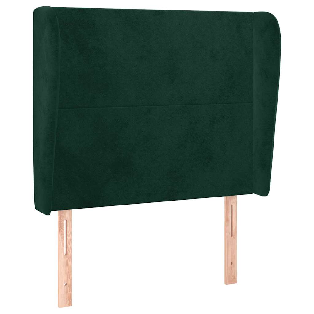 sengegavl med kanter 83x23x118/128 cm fløjl mørkegrøn
