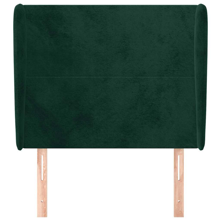 sengegavl med kanter 83x23x118/128 cm fløjl mørkegrøn