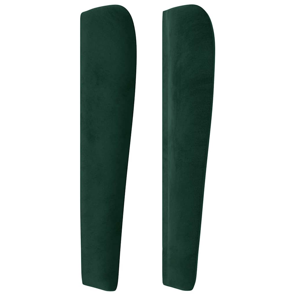 sengegavl med kanter 83x23x118/128 cm fløjl mørkegrøn