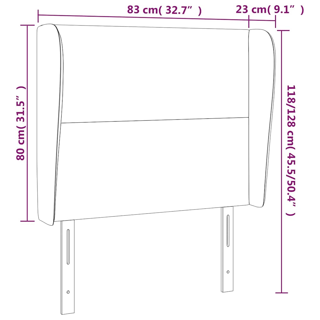 sengegavl med kanter 83x23x118/128 cm fløjl mørkegrøn