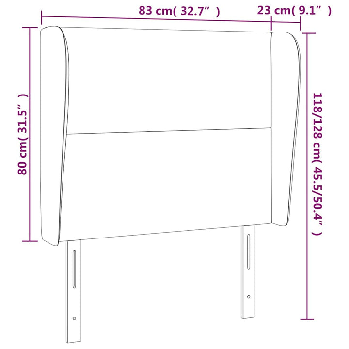 sengegavl med kanter 83x23x118/128 cm fløjl mørkegrøn