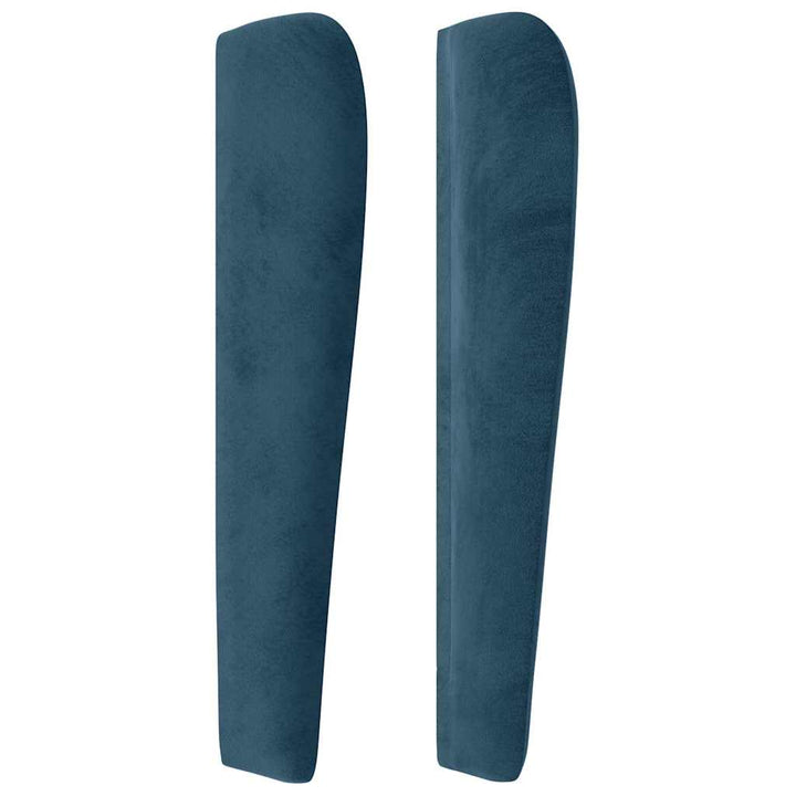 sengegavl med kanter 83x23x118/128 cm fløjl mørkeblå
