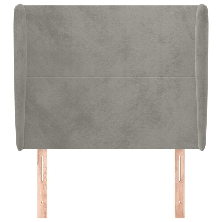 sengegavl med kanter 93x23x118/128 cm fløjl lysegrå