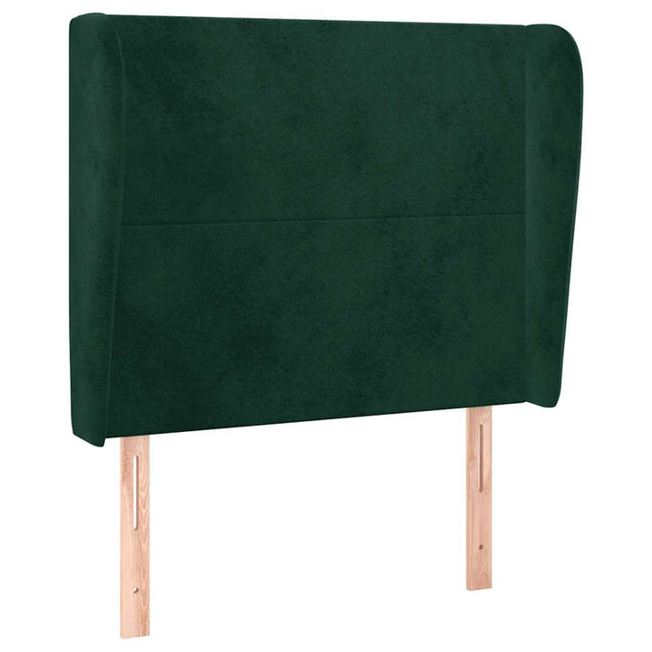 sengegavl med kanter 93x23x118/128 cm fløjl mørkegrøn