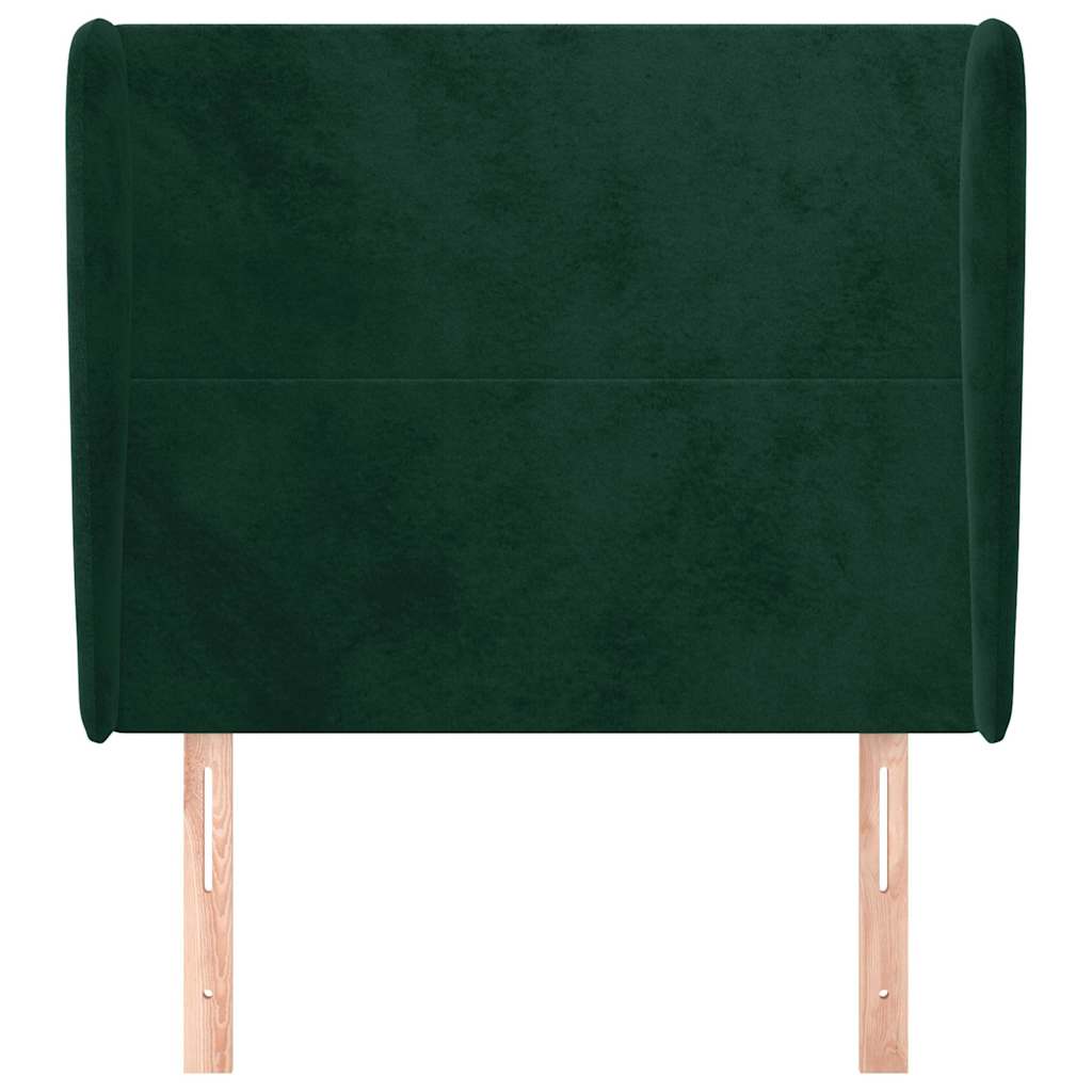 sengegavl med kanter 93x23x118/128 cm fløjl mørkegrøn