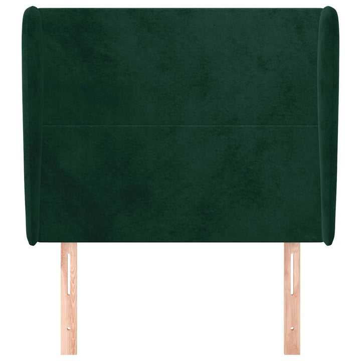 sengegavl med kanter 93x23x118/128 cm fløjl mørkegrøn