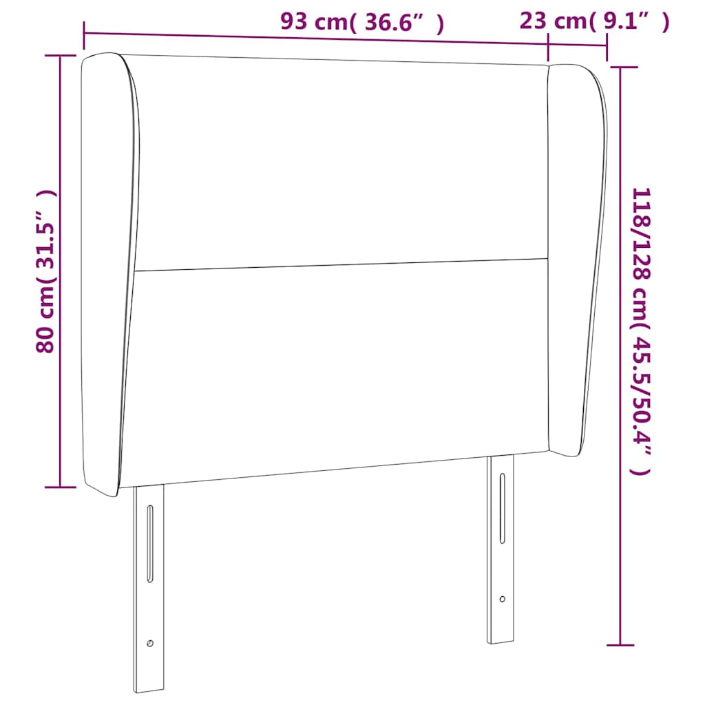 sengegavl med kanter 93x23x118/128 cm fløjl mørkegrøn