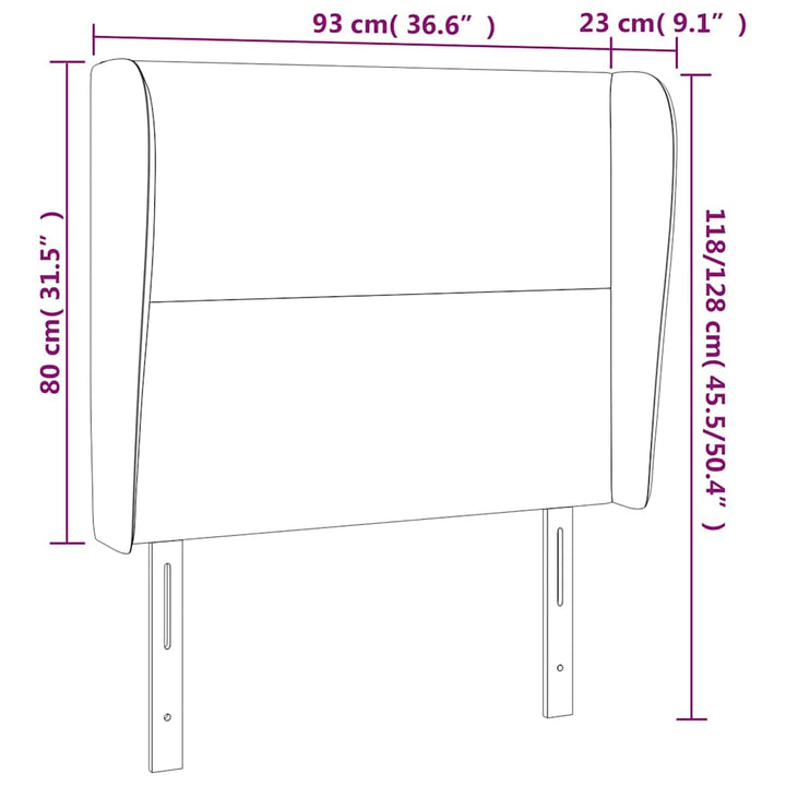 sengegavl med kanter 93x23x118/128 cm fløjl mørkegrøn
