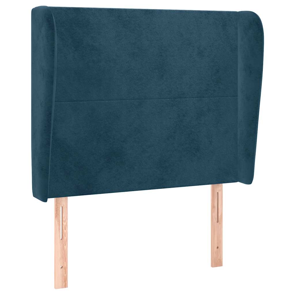 sengegavl med kanter 93x23x118/128 cm fløjl mørkeblå